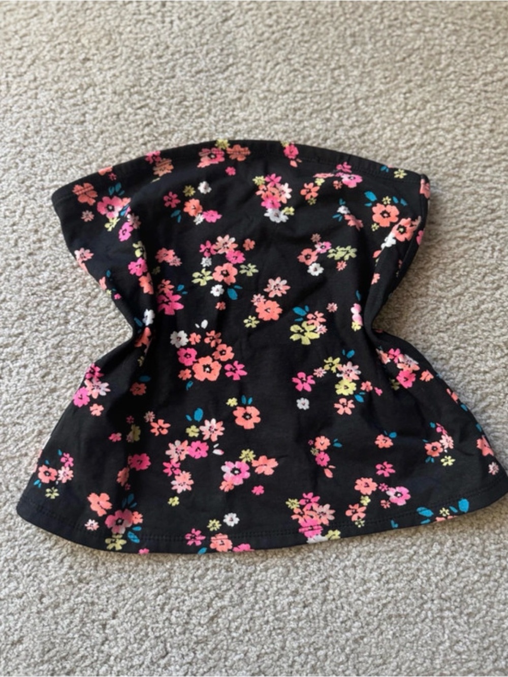 Justice Black Strapless Floral Tube Dress - Pink & Coral Flowers